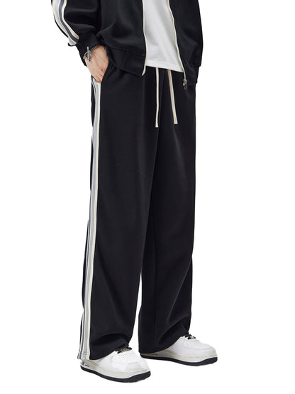 Contrast Side-Stripe Straight-Leg Sweatpants