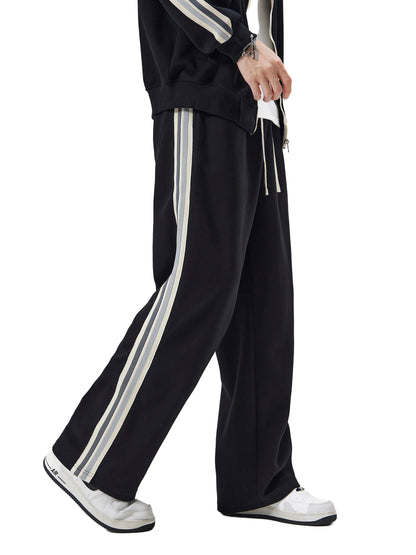 Contrast Side-Stripe Straight-Leg Sweatpants