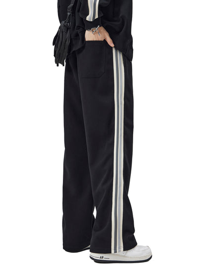Contrast Side-Stripe Straight-Leg Sweatpants